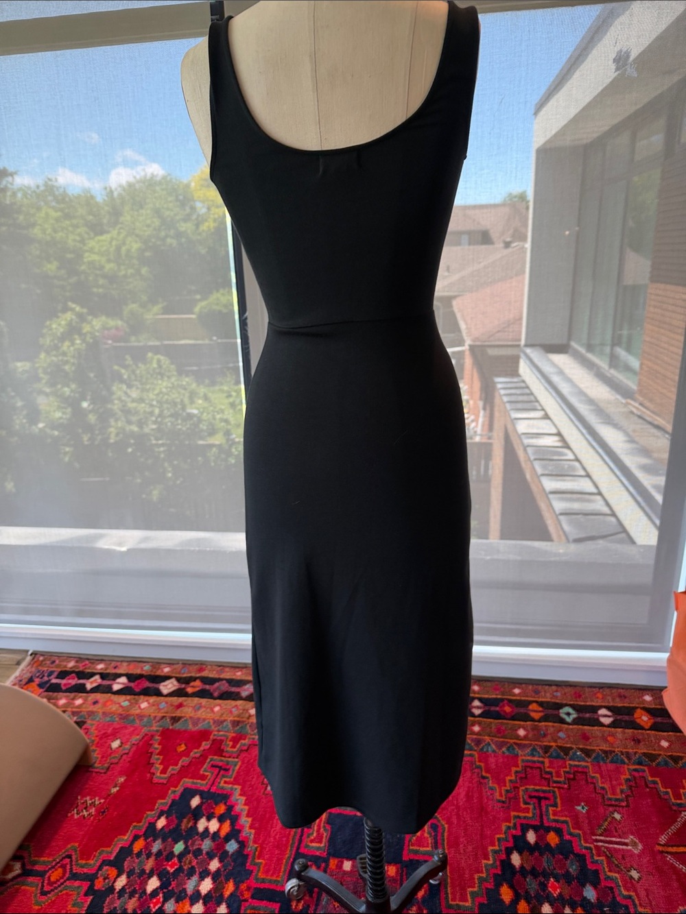 Women's Black Midi Scoop Neck Dress - Picture 2 of 3
